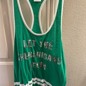 Victoria's Secret Green and White Tank Top